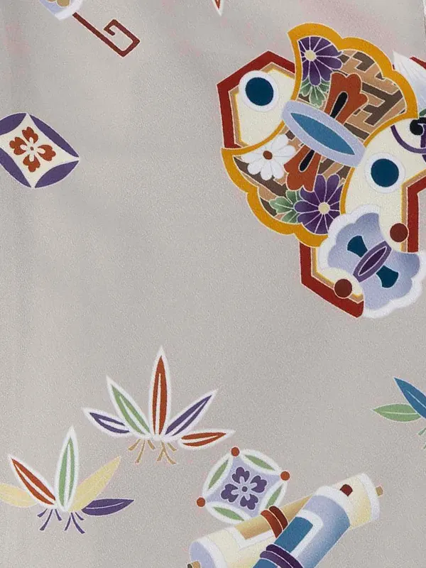 七五三レンタル(3歳男児被布) 宝尽くしベージュ×矢羽黒 Y174