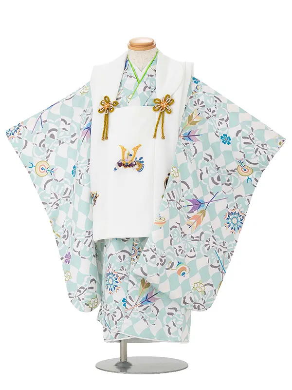 七五三レンタル(3歳男児被布) 水色×白兜 Y176