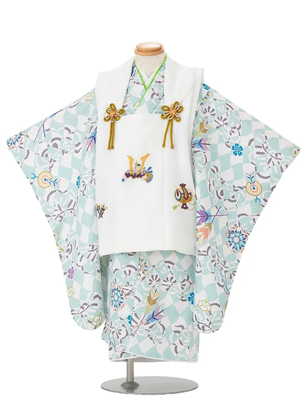 七五三レンタル(3歳男児被布) 水色×白兜 Y176