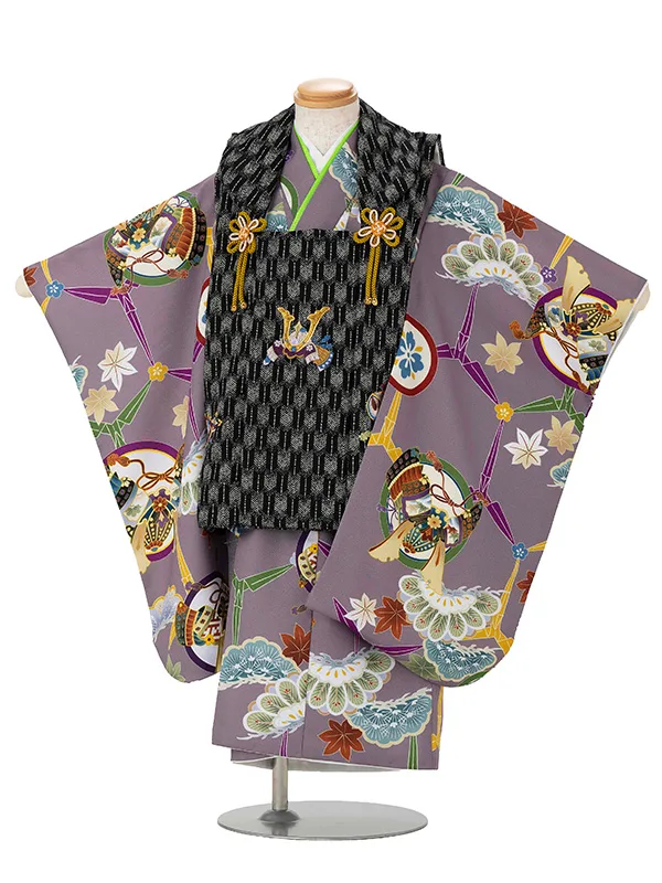 七五三レンタル(3歳男児被布) 茶×黒矢羽 Y178