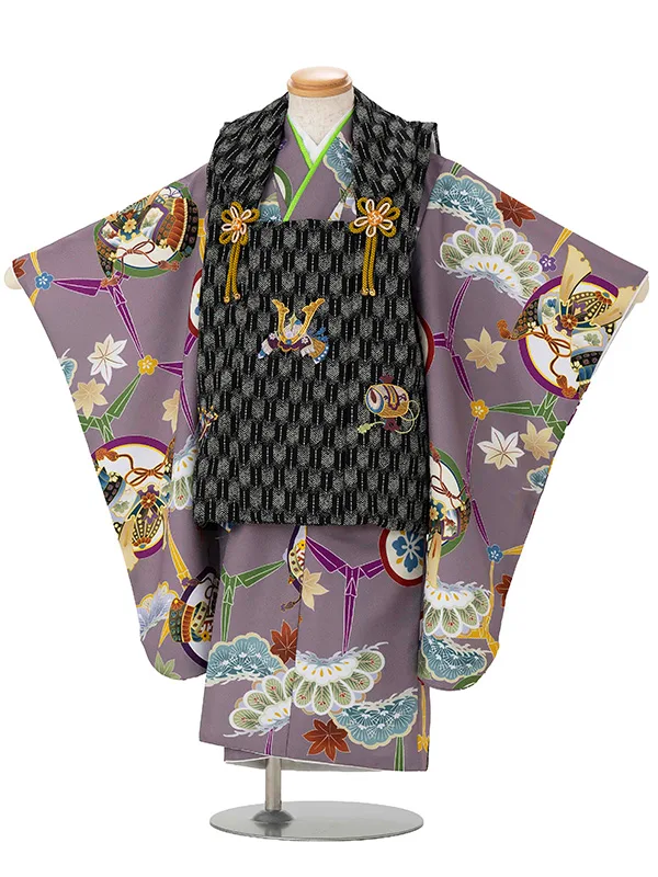 七五三レンタル(3歳男児被布) 茶×黒矢羽 Y178