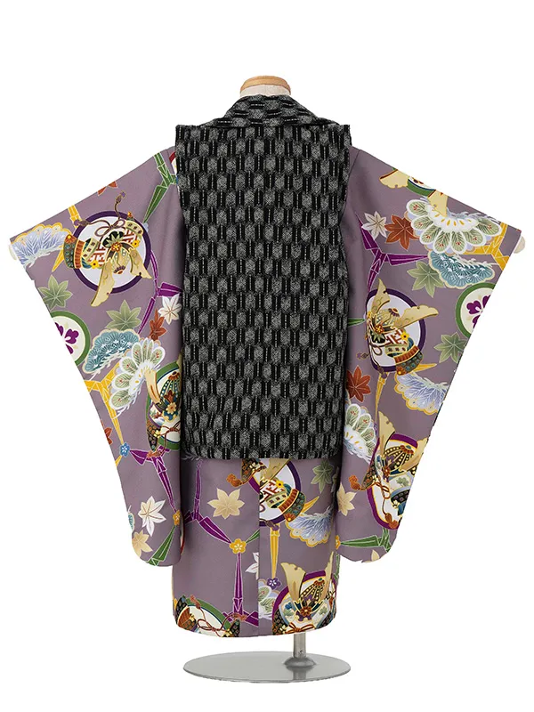 七五三レンタル(3歳男児被布) 茶×黒矢羽 Y178