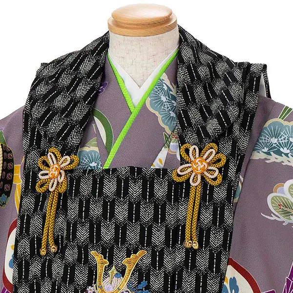 七五三レンタル(3歳男児被布) 茶×黒矢羽 Y178