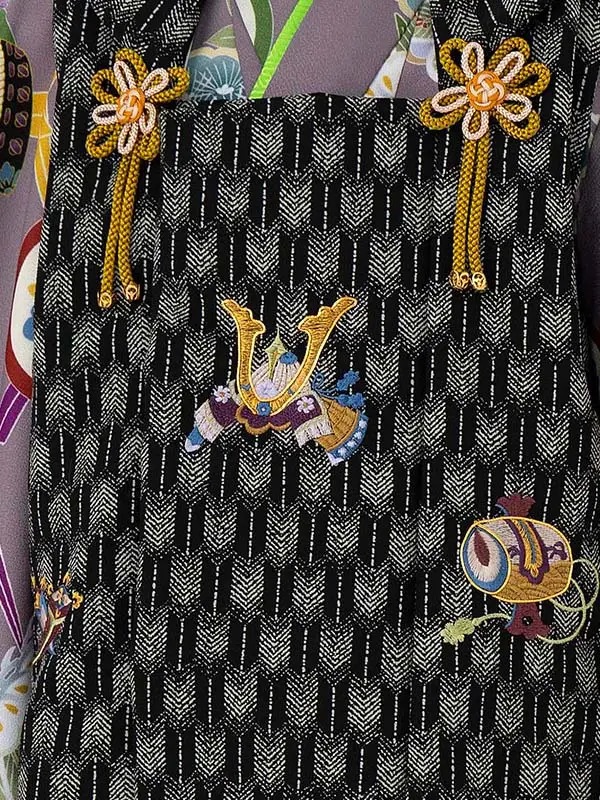七五三レンタル(3歳男児被布) 茶×黒矢羽 Y178