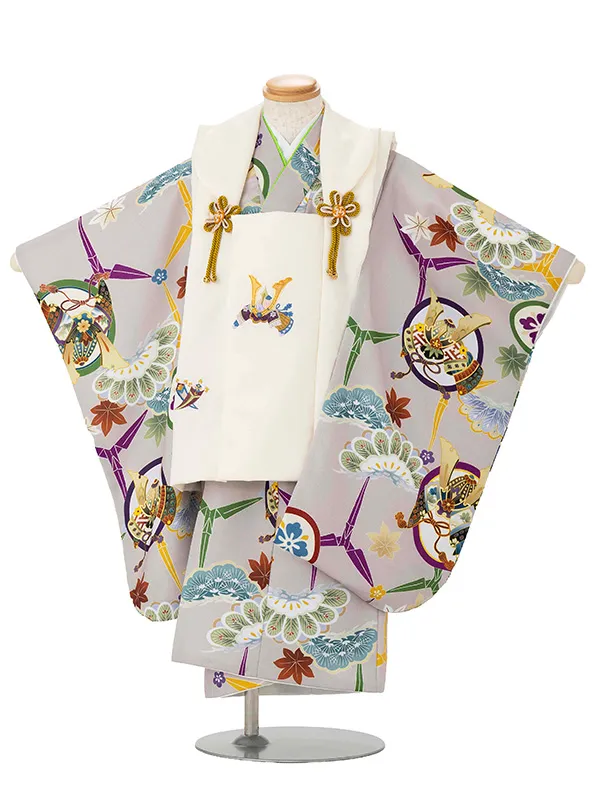 七五三レンタル(3歳男児被布) ベージュ×兜 Y179