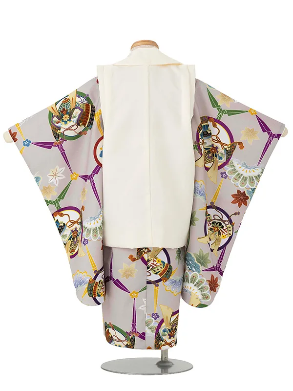 七五三レンタル(3歳男児被布) ベージュ×兜 Y179