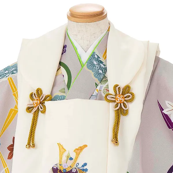 七五三レンタル(3歳男児被布) ベージュ×兜 Y179