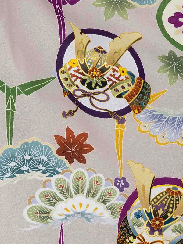 七五三レンタル(3歳男児被布) ベージュ×兜 Y179