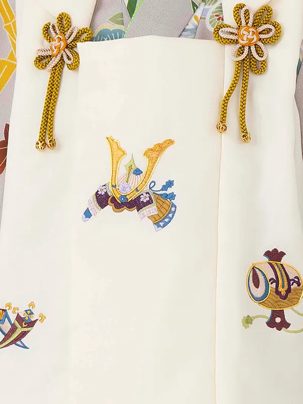 七五三レンタル(3歳男児被布) ベージュ×兜 Y179