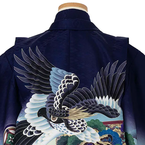 かんたん七五三レンタル(5歳6歳男児袴) 青鷹×金袴 Y182