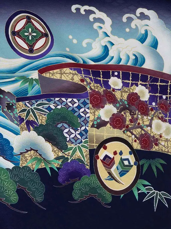 かんたん七五三レンタル(5歳6歳男児袴) 青鷹×金袴 Y182