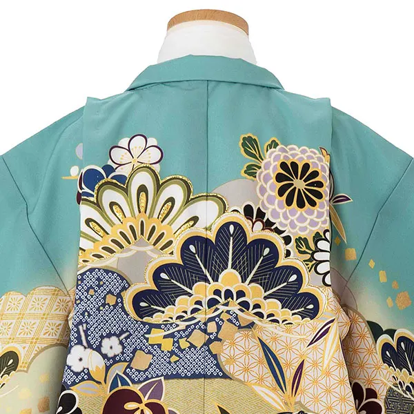 かんたん七五三レンタル(5歳6歳男児袴) 緑×金袴 Y184