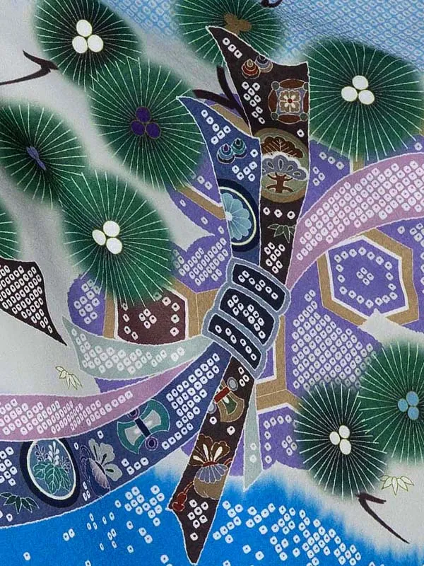 かんたん七五三レンタル(3歳4歳男児袴) 水色兜×波白金袴 Y185