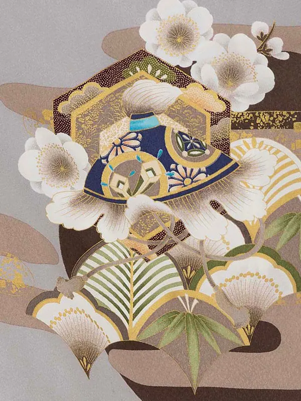 かんたん七五三レンタル(5歳6歳男児袴) グレー鷹×金袴 Y188