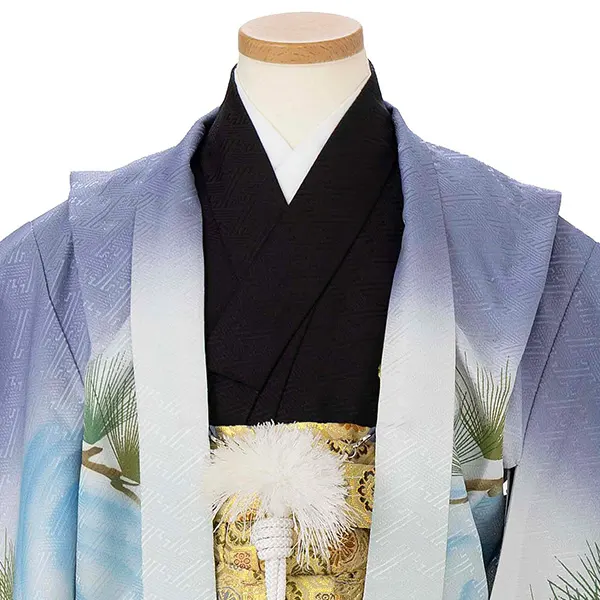 かんたん七五三レンタル(5歳6歳男児袴) 水色龍×金袴 Y190