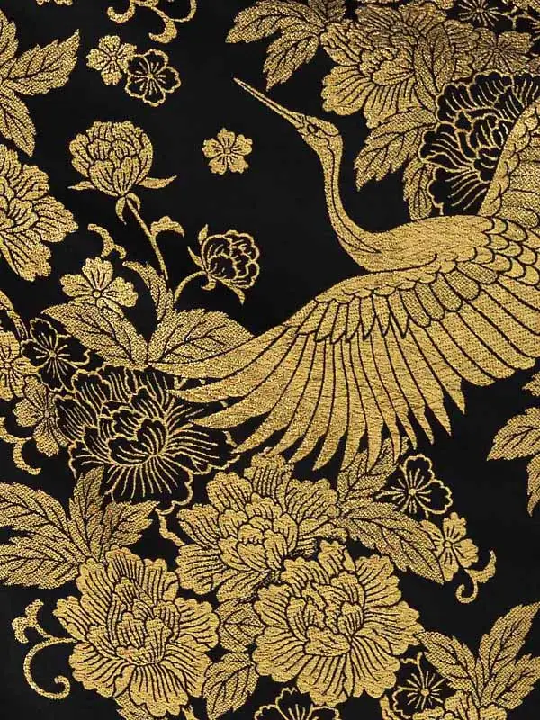 かんたん七五三レンタル(5.6歳男児袴) ／黒鶴牡丹唐草×金花菱袴 Y191