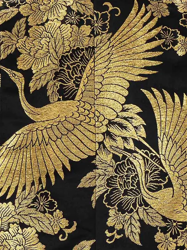 かんたん七五三レンタル(5.6歳男児袴) ／黒鶴牡丹唐草×金花菱袴 Y191