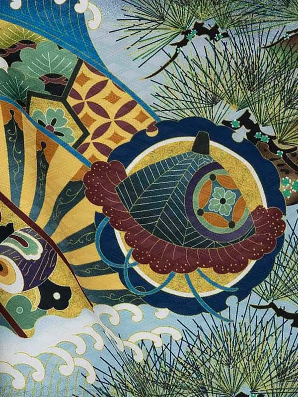 かんたん七五三レンタル(3歳4歳男児袴) 紺兜×青縞袴 Y192