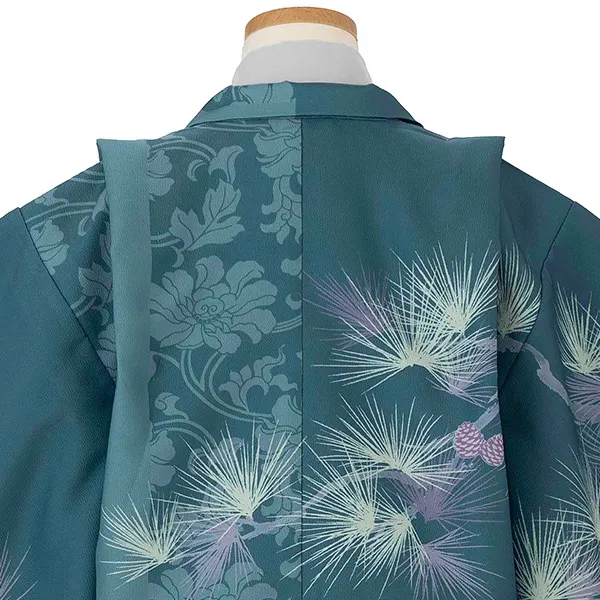 かんたん七五三レンタル(5.6歳男児袴) ／ 緑松×縞袴 Y194