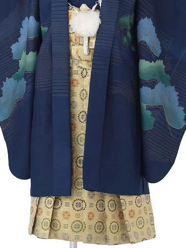 かんたん七五三レンタル(4.5歳男児袴)青鷹松×金蜀江紋袴 Y214
