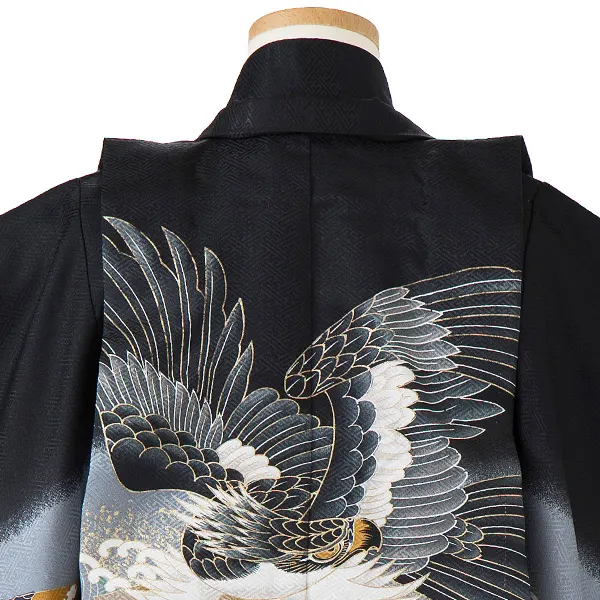 かんたん七五三レンタル(4歳5歳男児袴)／黒鷹小槌×金業平菱袴 Z012