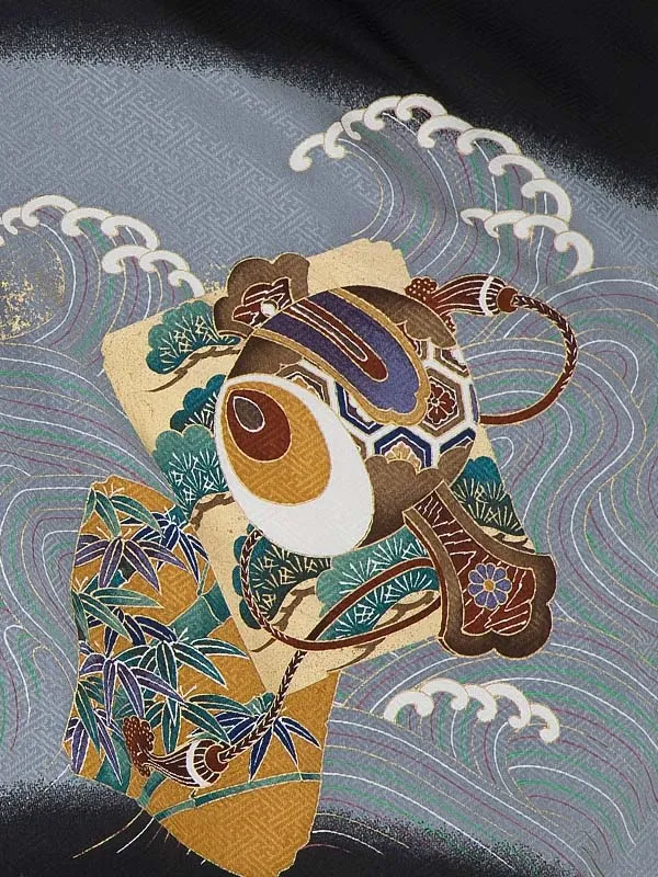 かんたん七五三レンタル(4歳5歳男児袴)／黒鷹小槌×金業平菱袴 Z012