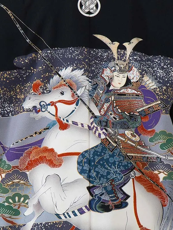 かんたん七五三レンタル(4歳5歳男児袴)／黒武士城×金蜀江紋袴 Z070