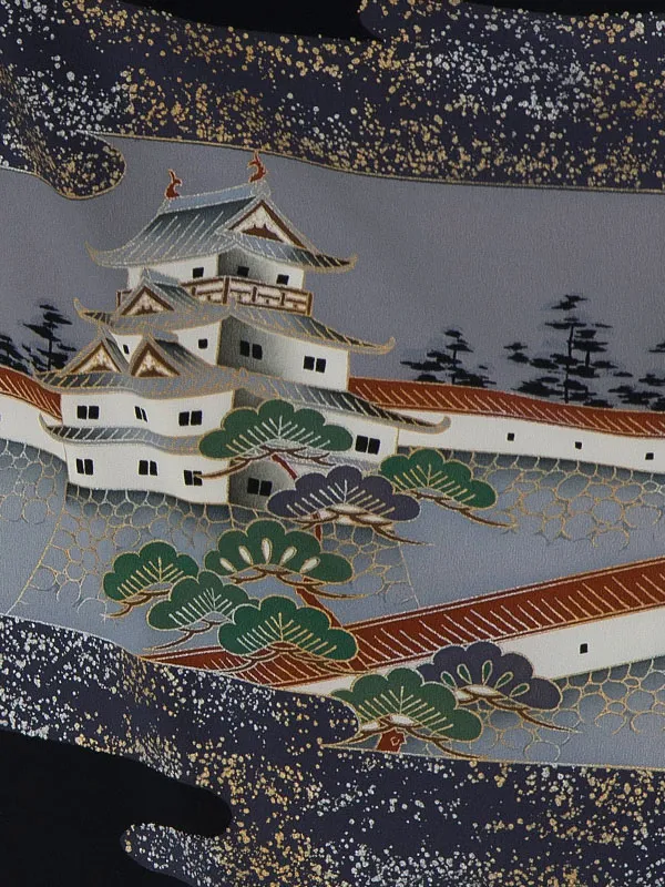 かんたん七五三レンタル(4歳5歳男児袴)／黒武士城×金蜀江紋袴 Z071