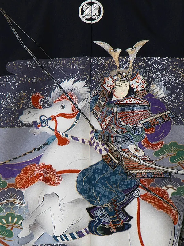 かんたん七五三レンタル(4歳5歳男児袴)／黒武士城×金蜀江紋袴 Z071