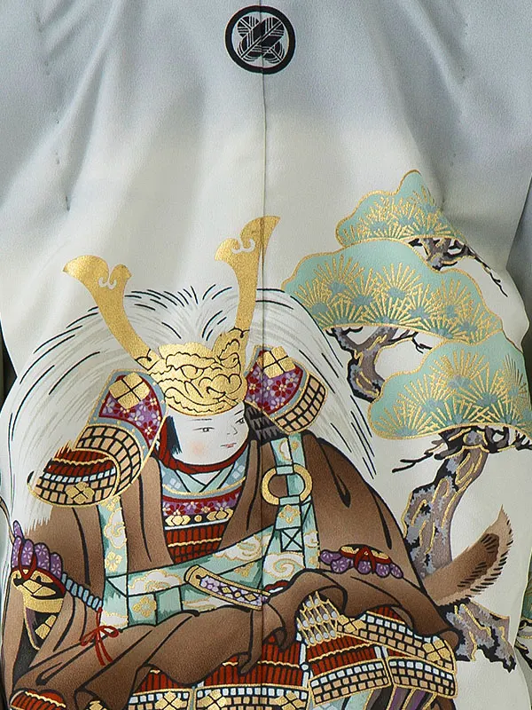 かんたん七五三レンタル(5歳男児袴)／グレー武士松×金蜀江紋袴 Z079