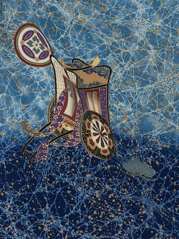 かんたん七五三レンタル(4歳5歳男児袴)／水色兜御所車×金業平菱袴 Z107