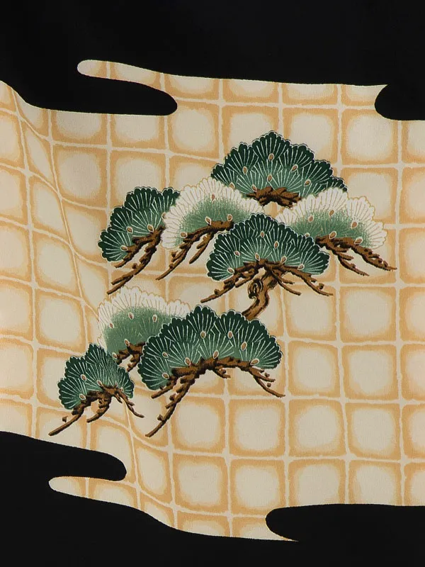 かんたん七五三レンタル(4歳5歳男児袴)／黒鷹松×黒縞袴 Z191