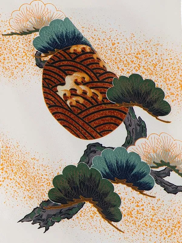 かんたん七五三レンタル(5歳男児袴)／白鷹松×青菱紋袴 Z267