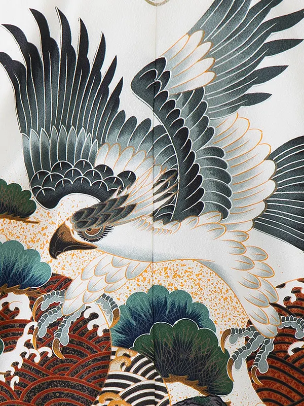 かんたん七五三レンタル(5歳男児袴)／白鷹松×青菱紋袴 Z267