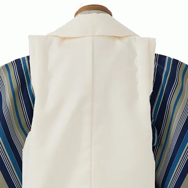 七五三レンタル(3歳男児被布)／ベージュ 兜×グレー青ストライプ Z459