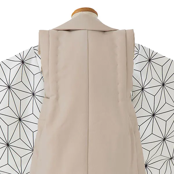 七五三レンタル(3歳男児被布)／ベージュ×白麻の葉 Z462