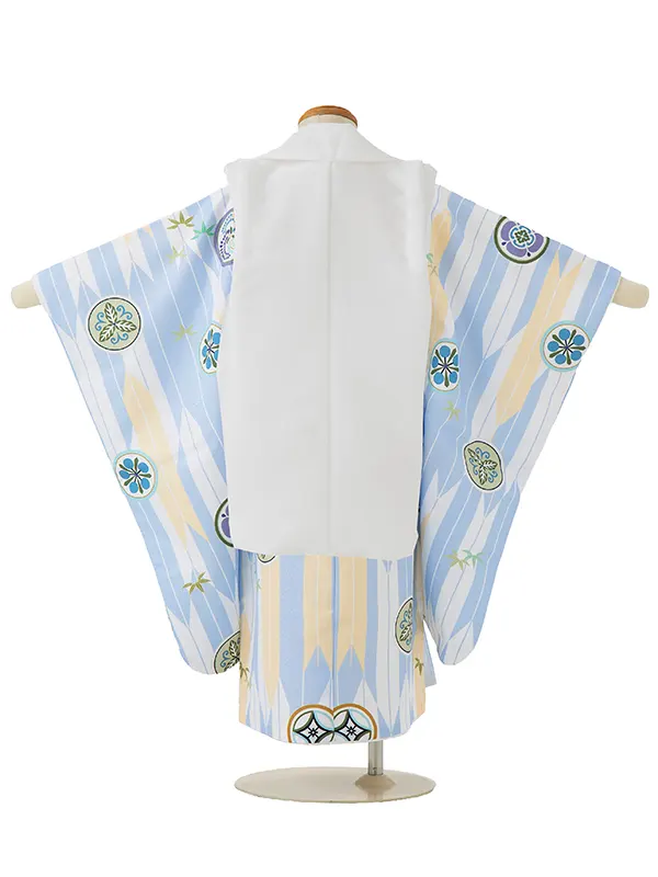 七五三レンタル(3歳男児被布)／白 兜×白矢羽丸紋 Z634