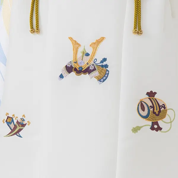 七五三レンタル(3歳男児被布)／白 兜×白矢羽丸紋 Z634