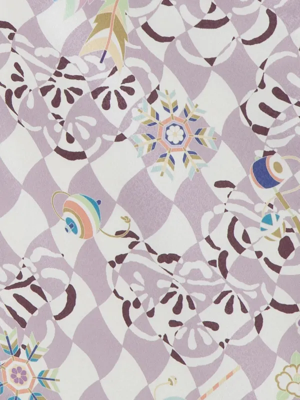 七五三レンタル(3歳男児被布)／白矢羽 兜×薄紫市松矢 Z651