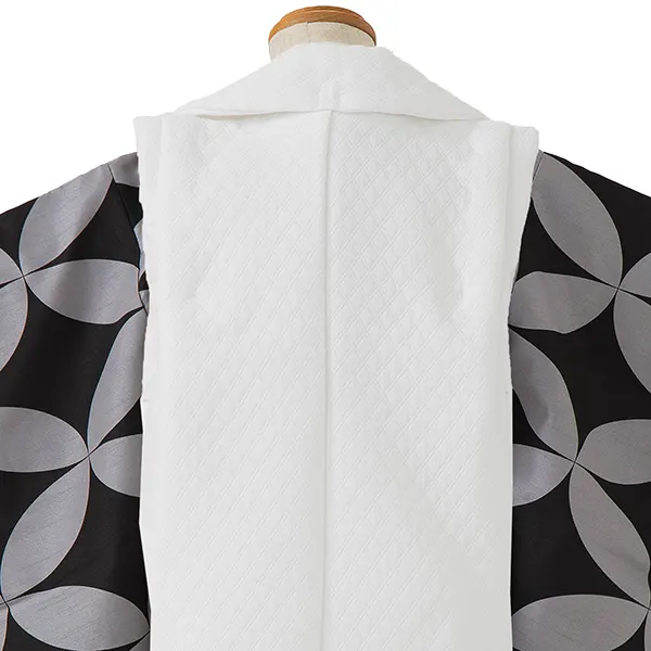 七五三レンタル(3歳男児被布)／白 格子×グレージュ七宝 Z745