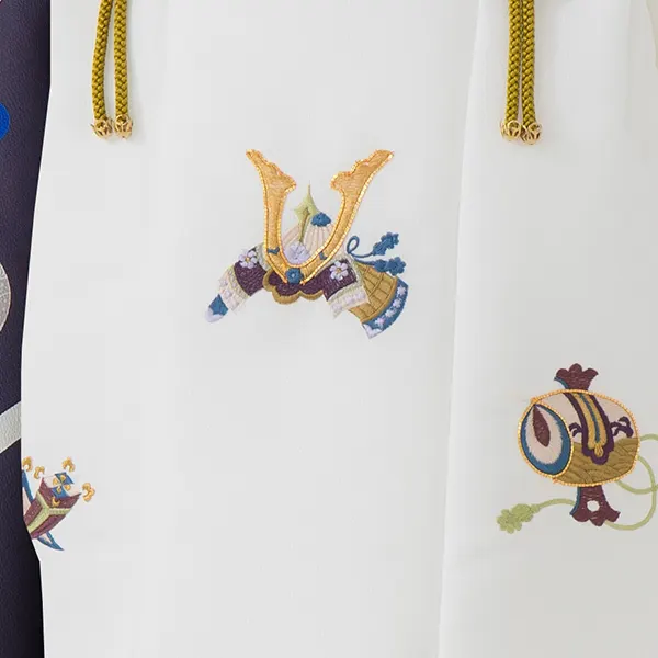 七五三レンタル(3歳男児被布)／白 兜×グレー燕 Z750