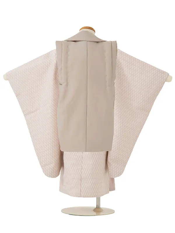 七五三レンタル(3歳男児被布)／ベージュ×クリーム矢羽根 Z816