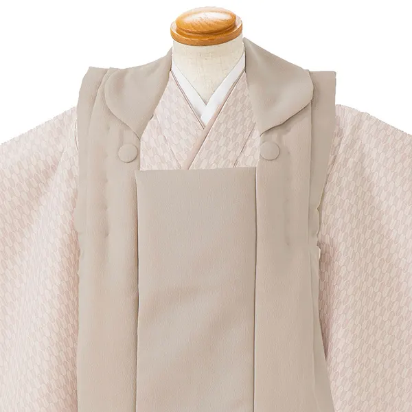 七五三レンタル(3歳男児被布)／ベージュ×クリーム矢羽根 Z816