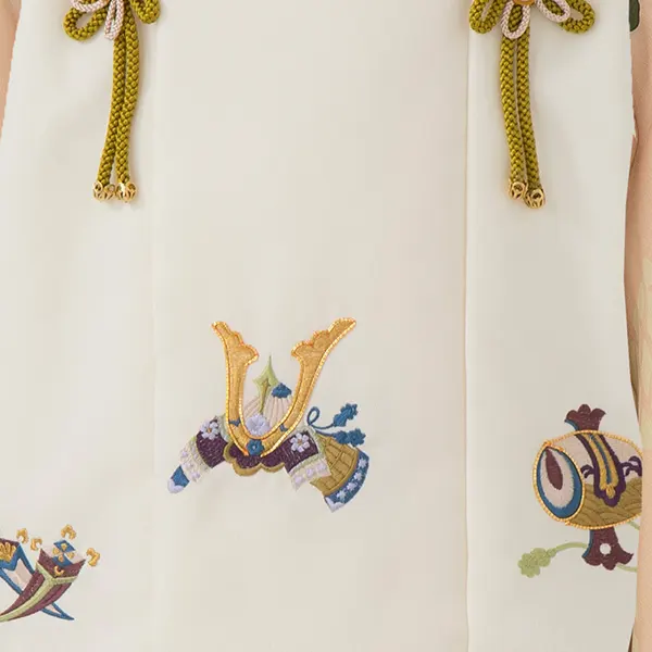 七五三レンタル(3歳男児被布)／ベージュ 兜×ベージュ菊 Z832