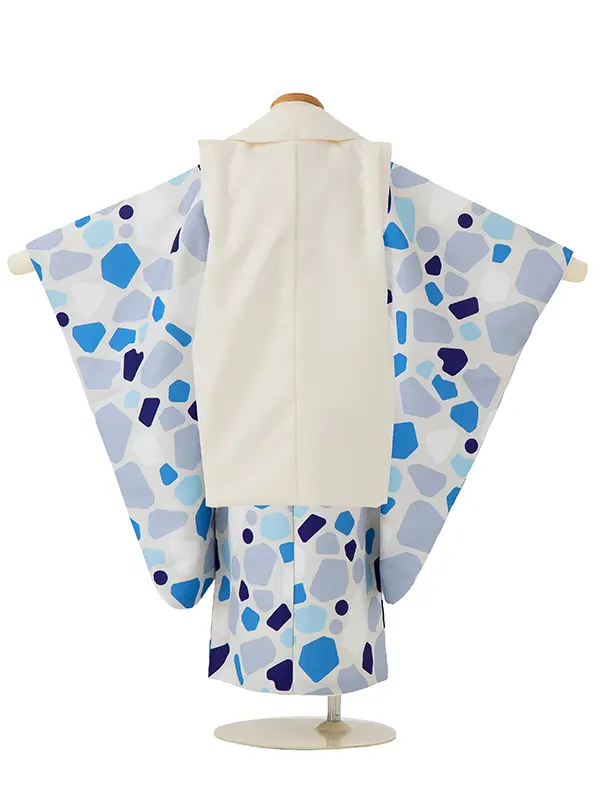 七五三レンタル(3歳男児被布)／ベージュ 兜×グレーモダン柄 Z834