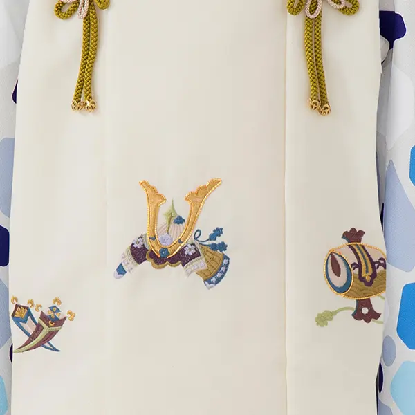 七五三レンタル(3歳男児被布)／ベージュ 兜×グレーモダン柄 Z834