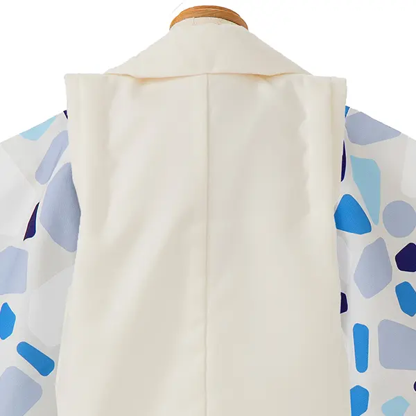 七五三レンタル(3歳男児被布)／ベージュ 兜×グレーモダン柄 Z834