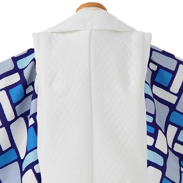 七五三レンタル(3歳男児被布)／白 格子×グレーモダン柄 Z835