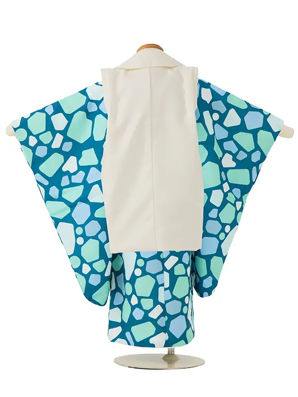 七五三レンタル(3歳男児被布)／ベージュ 兜×グレーモダン柄 Z836