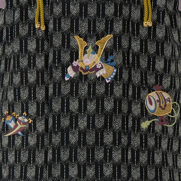 七五三レンタル(3歳男児被布)／黒矢羽 兜×紫兜松楓 Z856_4